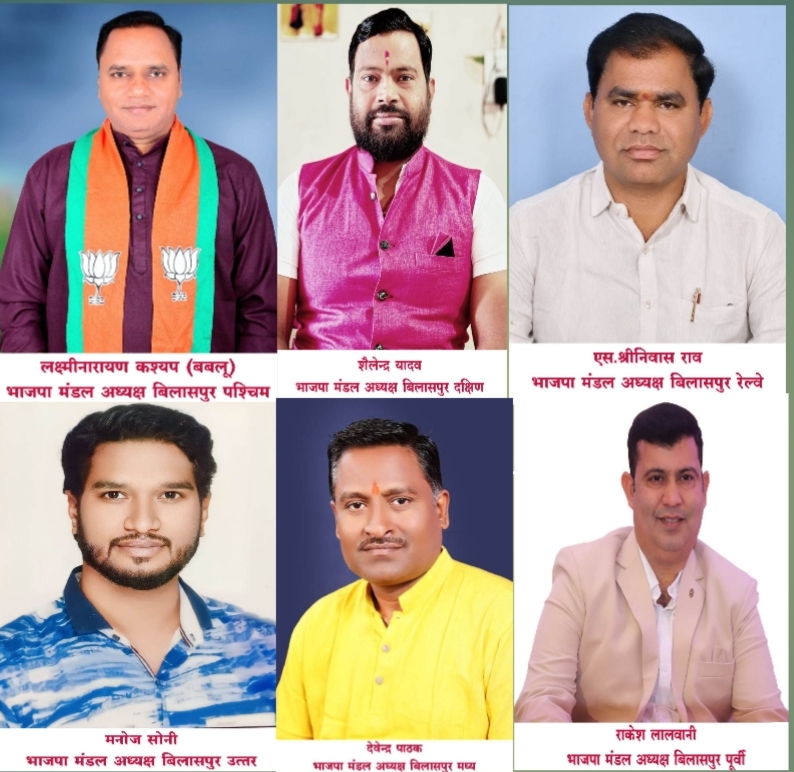 भाजपा बिलासपुर विधानसभा के 6 मण्डल अध्यक्षों ने जारी किया&nbsp; पदाधिकारियों की सूची..