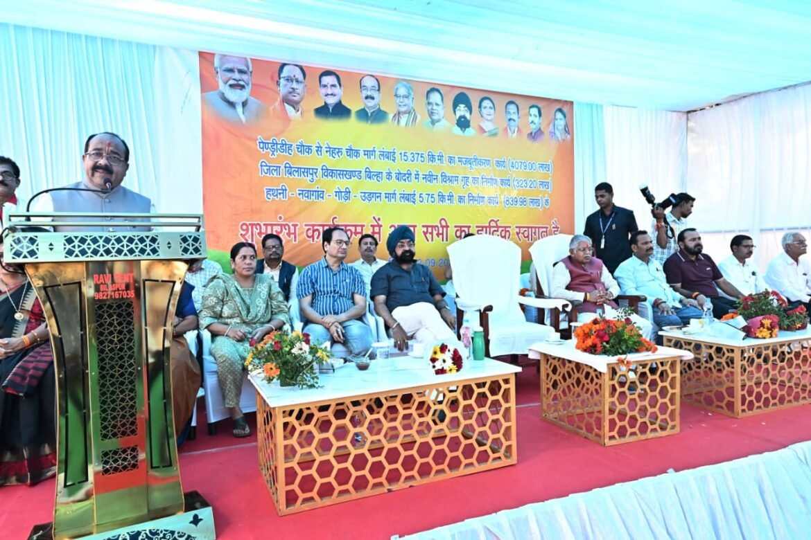 उप मुख्यमंत्री अरुण साव ने बिलासपुर में 52.41 करोड़ रुपए के सड़क विकास कार्यों का किया भूमिपूजन