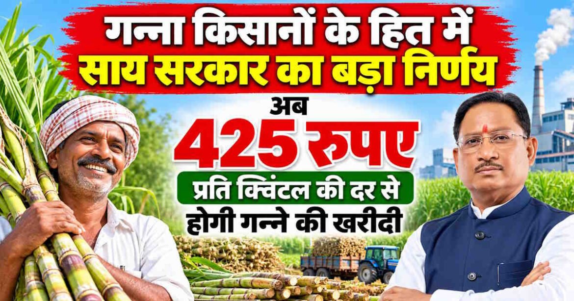 गन्ना किसानों के हित में बड़ा निर्णय: अब 425 रुपए प्रति क्विंटल की दर से होगी गन्ने की खरीदी
